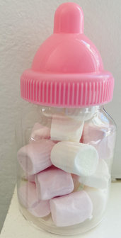 babyflesje met mini marshmallows roze-wit