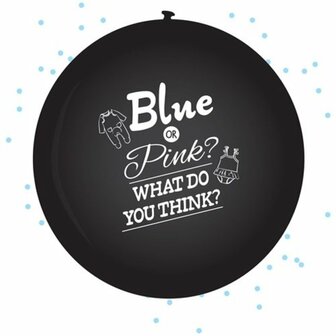 zwarte ballon met blauwe confetti