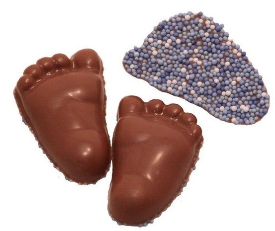 Chocolade babyvoetjes blauwe musket klein