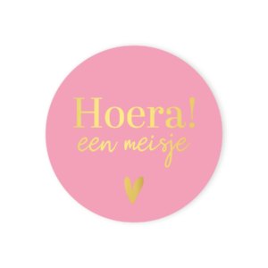 Stickers Hoera een meisje roze 10 stuks