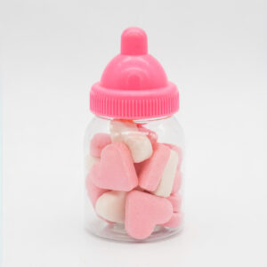 Babyflesje met mini vruchtenhartjes roze-wit
