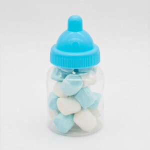 Babyflesje met mini marshmallows blauw/wit