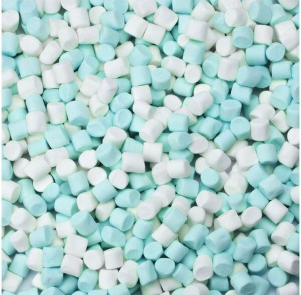 Blauw/witte mini spekjes - marshmallows