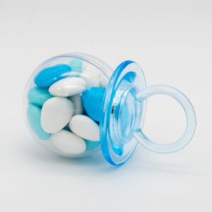 Speen chocolade hartjes dragees blauw wit