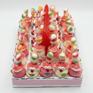 Spektaart roze meisje traktatie zijkant