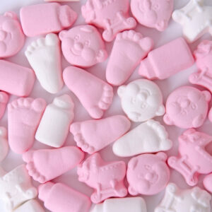 Geboorte schuimpjes roze wit